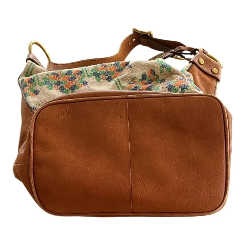 Fossil Brown and Cream Floral Hobo Bag